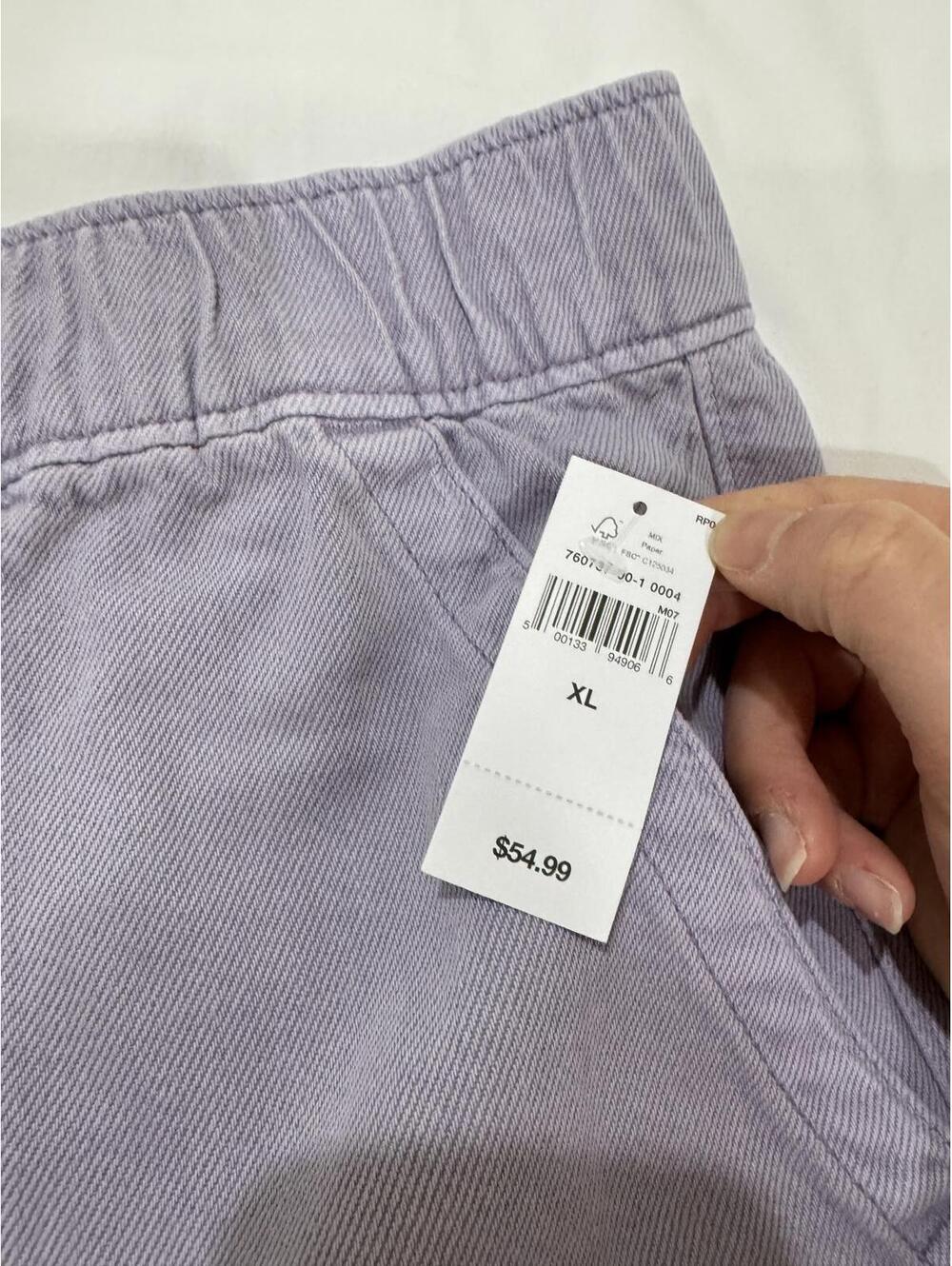 NWT Gap Pastel Purple High Rise Elastic Denim Utility Shorts XL 4" Inseam - Picture 9 of 9